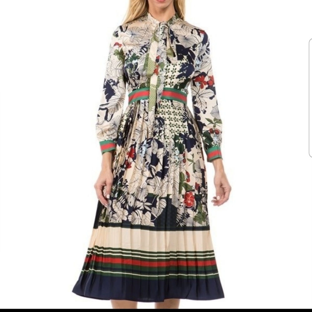 Floral Pleated Midi Dress